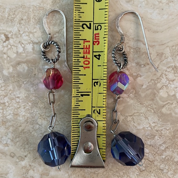 Sterling Silver Crystal Drop Earrings - Picture 3 of 4